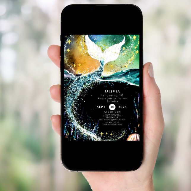Boho Ocean Mermaid Birthday Invitation (Front Digital)