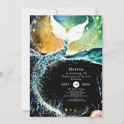 Boho Ocean Mermaid Birthday Invitation