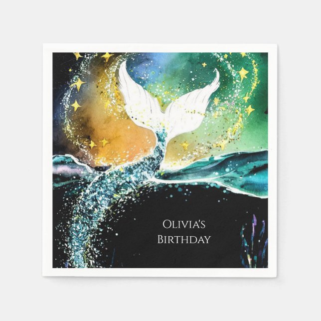 Boho Ocean Mermaid Birthday Napkins (Front)