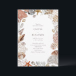 Boho Ocean Seashells Coral Beach Unique Wedding Invitation<br><div class="desc">Boho Ocean Seashells Coral Beach Unique Wedding Invitation</div>