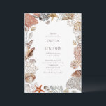 Boho Ocean Seashells Coral Beach Unique Wedding Invitation<br><div class="desc">Boho Ocean Seashells Coral Beach Unique Wedding Invitation</div>