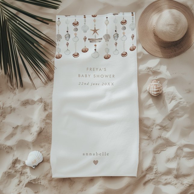 Boho Ocean Shell Baby Shower Favor Beach Towel (Zazzle Boho Ocean Shell Baby Shower Favor Beach Towel)