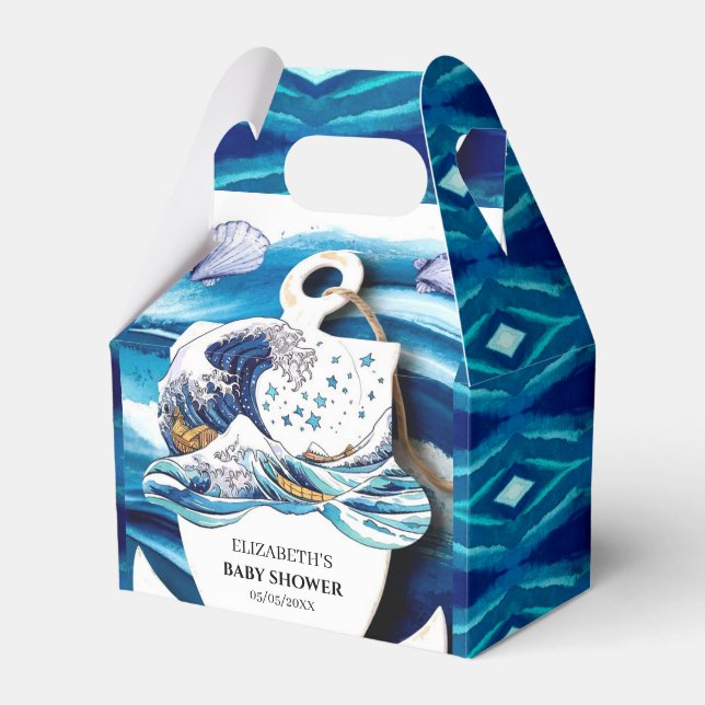 Boho Ocean Waves Baby Shower Favor Boxes (Front Side)
