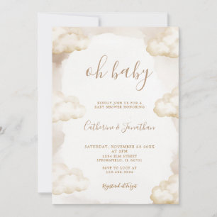 Boho Oh Baby Gender Neutral Cloud Baby Shower Invitation
