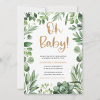 Boho Oh Baby Shower Invitation, Succulent Invite