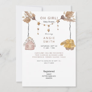 Boho Oh Girl Clothes Baby Shower III Invitation