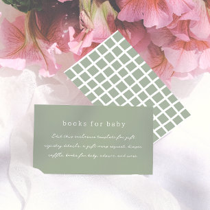 Boho Olive Green Minimal Calligraphy Baby Shower Enclosure Card