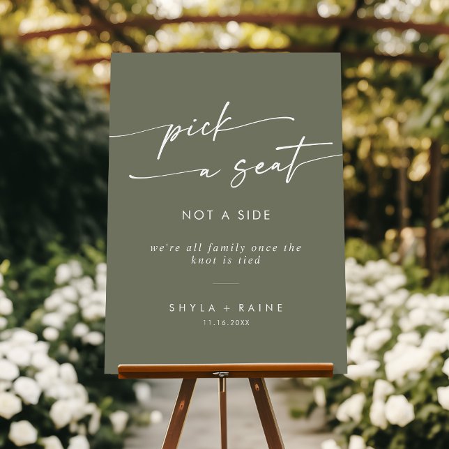 Boho Olive Green Pick A Seat Not Side Wedding  Foam Board (Creator Uploaded)
