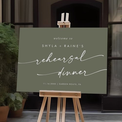 Boho Olive Green Rehearsal Dinner Welcome Sign