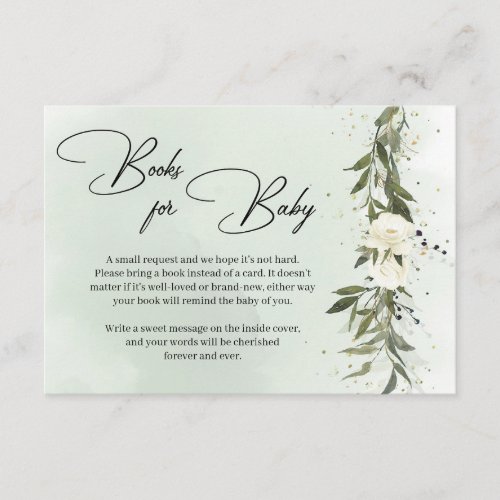 Boho olive greenery wreath white roses flowers enc enclosure card