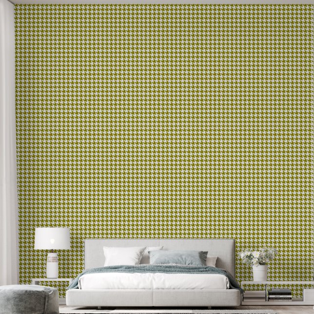 Boho Olive Houndstooth Wallpaper (Bedroom)