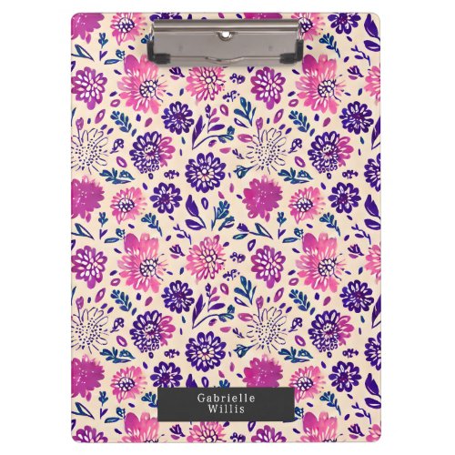 Boho Ombre Floral Purple Clipboard