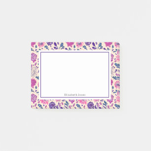 Boho Ombre Pink + Purple Floral Pattern Post-it Notes