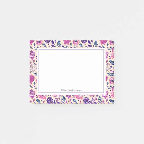 Boho Ombre Pink  Purple Floral Pattern Post_it Notes