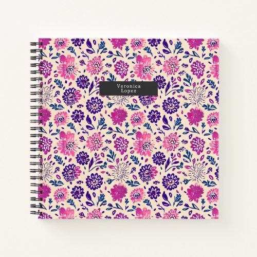 Boho Ombre Purple Floral Botanical Notebook