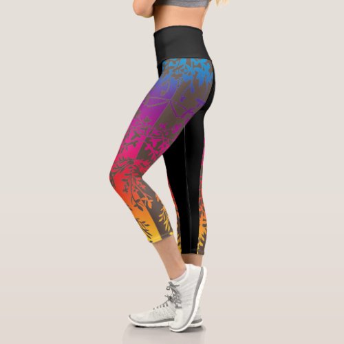 Boho Ombre Sunset Customizable High Waisted Capri Leggings