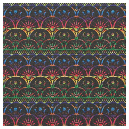 Boho Ombre Sunset | Dark Rainbow Fabric