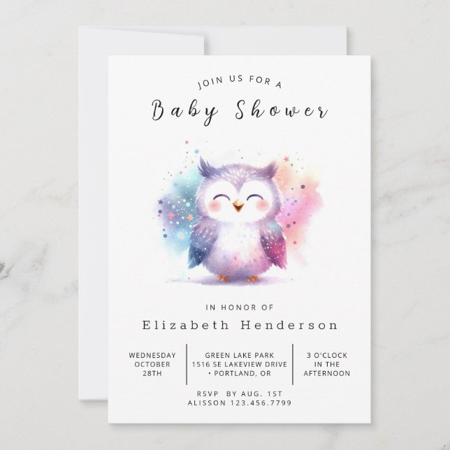 Boho Online Owl Baby Shower Invitation (Front)