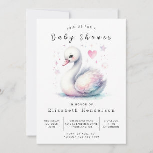 Boho Online Swan Baby Shower Invitation