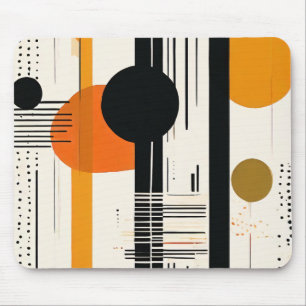 boho orange abstract circles mouse pad