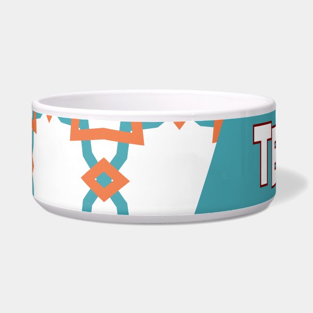 Boho Orange and Teal Geometric  Bowl (Left)