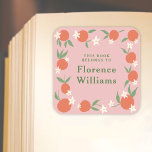 Boho Orange Blossom bookplate sticker<br><div class="desc">A bookplate sticker featuring a simple orange blossom citrus design in a soft boho orange and pink color palette.</div>