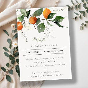 Boho Orange Blossom Botanical Engagement Invite