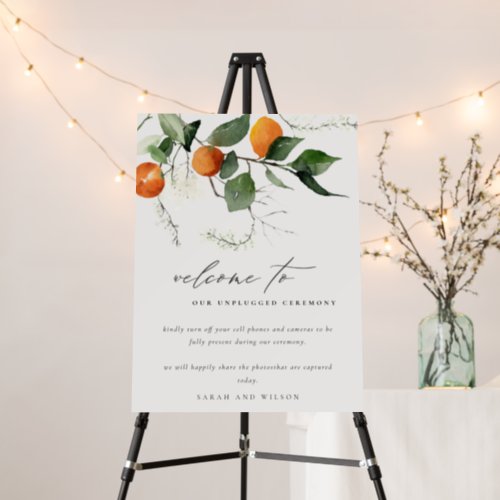 Boho Orange Blossom Botanical Unplugged Ceremony Foam Board