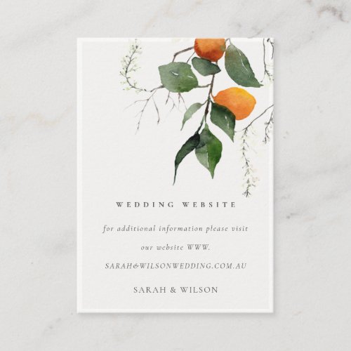 Boho Orange Blossom Botanical Wedding Website Enclosure Card