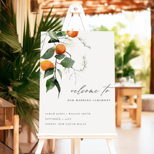 Boho Orange Blossom Botanical Wedding Welcome Foam Board (Creator Uploaded)