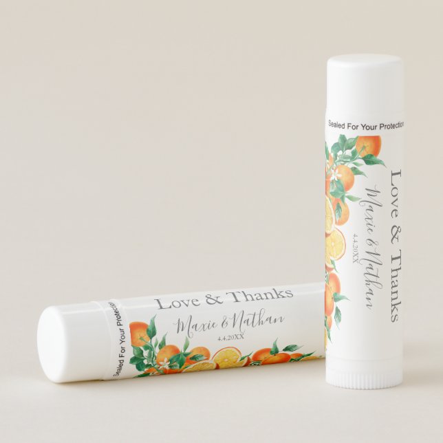 Boho Orange Blossom Wedding Lip Balm (Front)