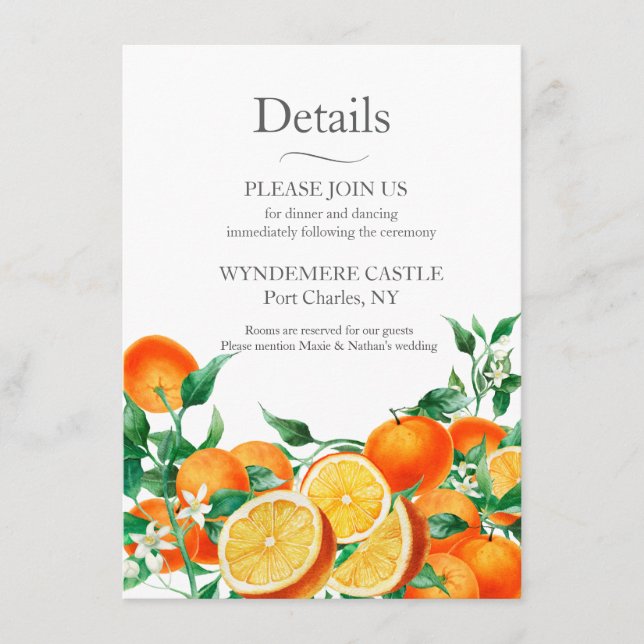 Boho Orange Blossom Wedding QR Code  Enclosure Card (Front)