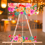 Boho orange floral wildflowers bridal welcome acrylic sign<br><div class="desc">Love is in bloom! Boho orange floral bridal shower welcome transparent sign featuring pretty hand painted orange,  pink and yellow flowers watercolor illustration with a modern elegant script font saying with bohemian greenery foliage. Perfect for Spring,  summer outdoors garden bridal or wedding party.</div>