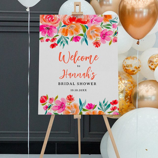 Boho orange floral wildflowers bridal welcome foam board (Boho orange floral wildflowers bridal welcome foam board)