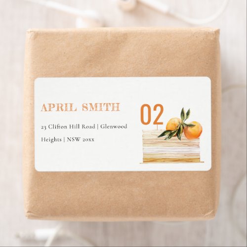 Boho Orange Fruit Cake Any Age Birthday Label