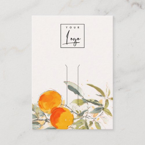 Boho Orange Fruit Watercolor Hairpin Logo Display Business Card