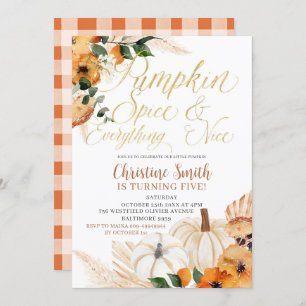 Boho Orange Pumpkin Kid's Birthday Invite