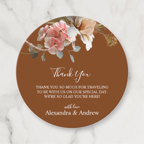 Boho Orange Rust Thank You Welcome Bag Wedding Favor Tags