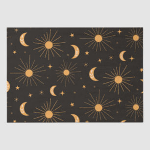 Boho orange sun and moon pattern  tissue paper