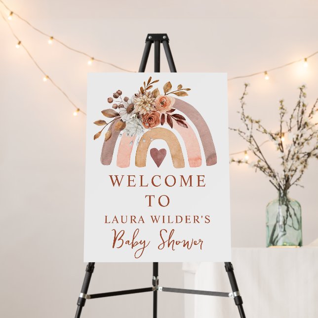 Boho Orange Terracotta Watercolor Rainbow Foam Board (In Situ (Stand))