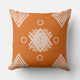 Boho Orange Tribal  Throw Pillow