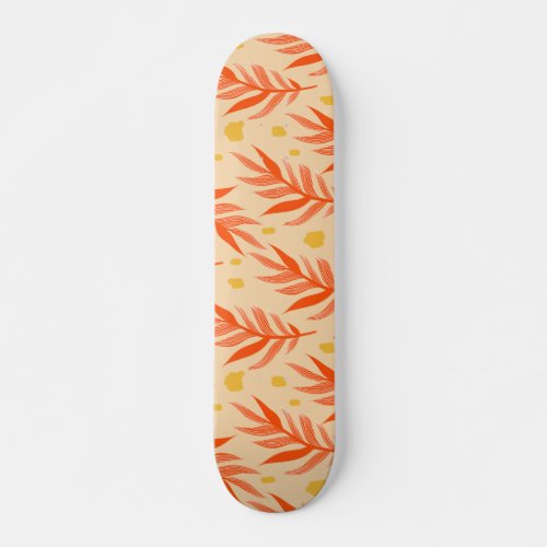 Boho Orange Tropical Leaves Jungle Plant Aesthetic Skateboard