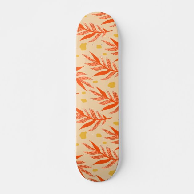 Boho Orange Tropical Leaves Jungle Plant Aesthetic Skateboard | Zazzle