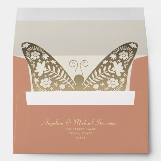 Boho Orange Wedding Envelope (Back (Bottom))