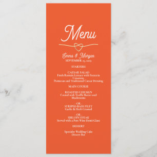 Boho Orange Wedding Menu