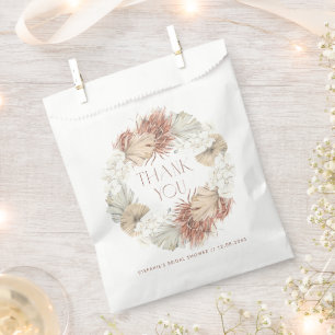 Boho Orchid and Dried Palm Wreath Bridal Shower Favor Bag