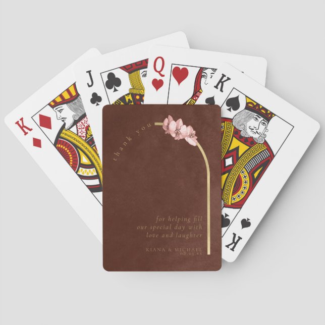 Boho Orchid Arch Wedding Thank You ID959 Poker Cards (Back)
