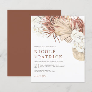 Boho Orchids and Dried Palm Wedding Invitation