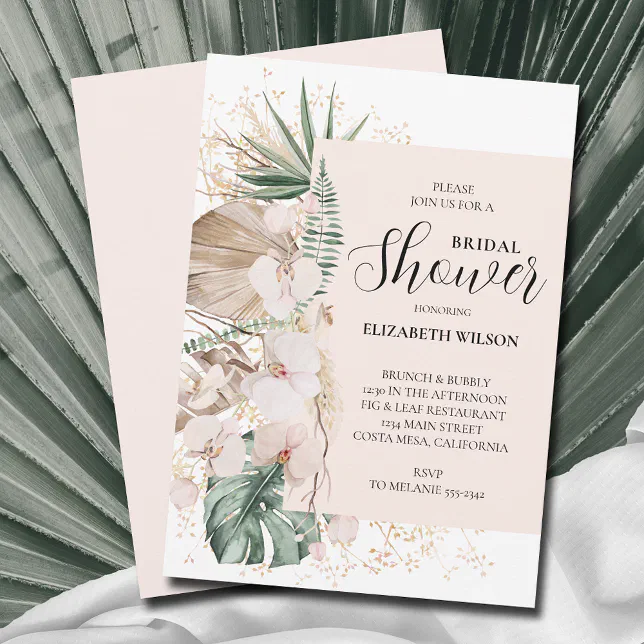 Boho Orchids Palms Bridal Shower Invitation Zazzle