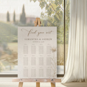 Boho Organic Ivory Pampas Wedding Seating  Foam Board